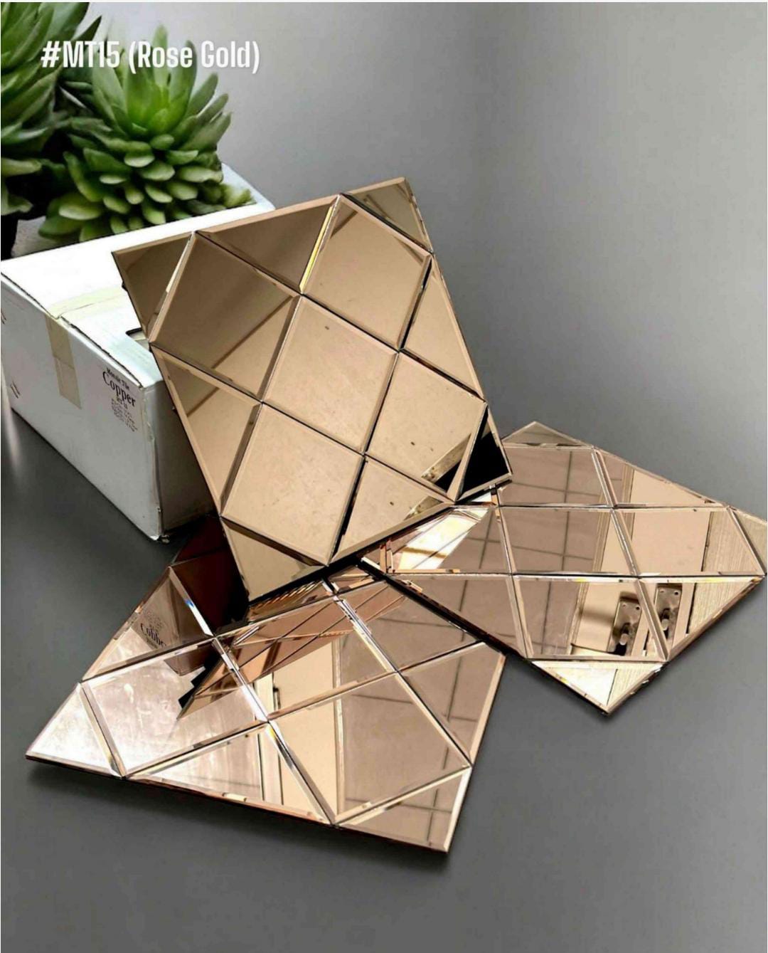 #MT15 Rose Gold Self Adhesive Glass Mosaic Tile (Min 22pcs) - SWASTIK CREATIONS The Trend Point