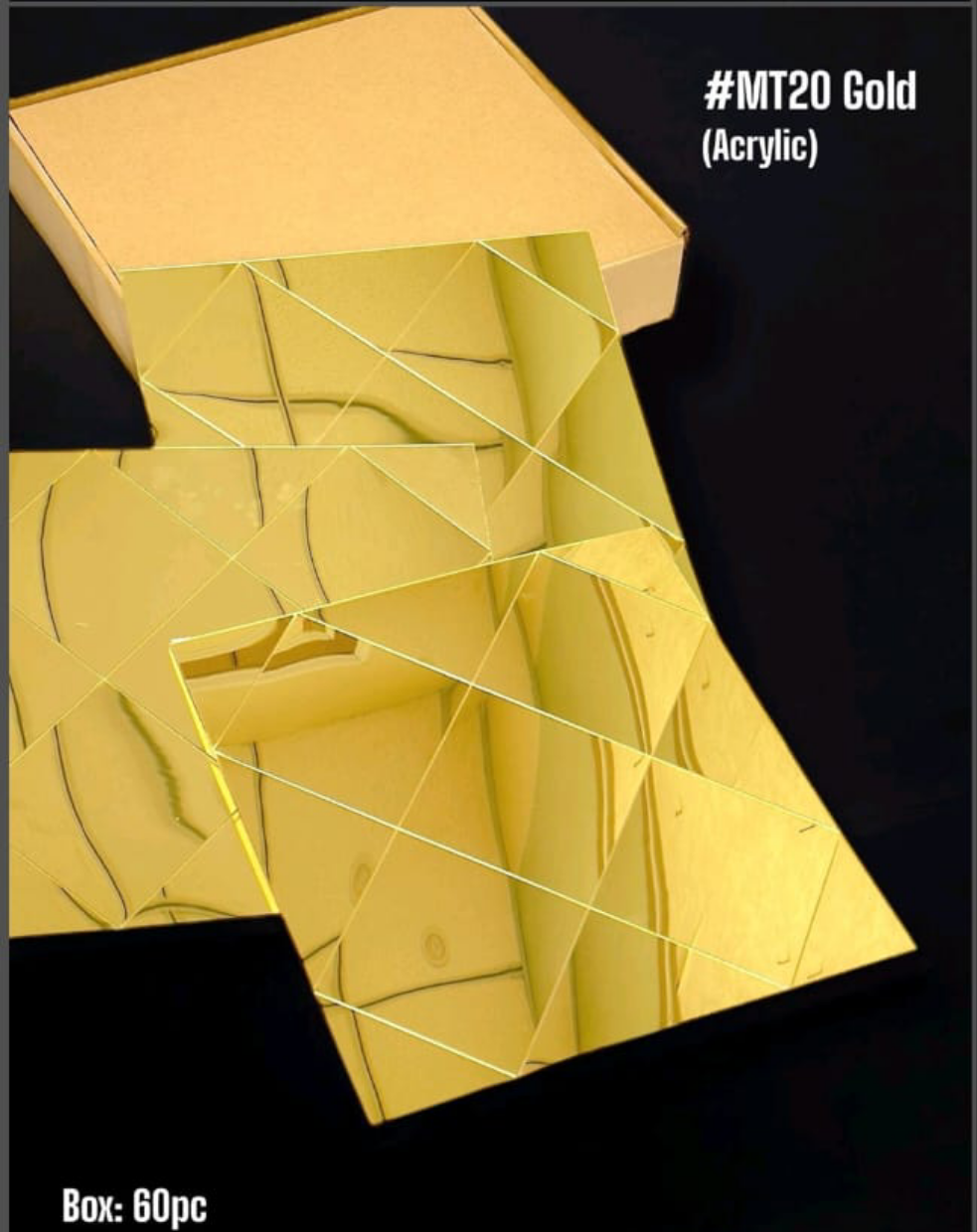 #MT20 Gold Self-Adhesive Acrylic Mirror Mosaic Tile (Min box of 60pcs) - SWASTIK CREATIONS The Trend Point
