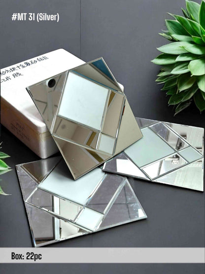 #MT31 Silver Reflective Glass Mirror Mosaic Tile (Min 22Pcs) (1 Tile Coverage Area 1 Sq Ft) - SWASTIK CREATIONS The Trend Point