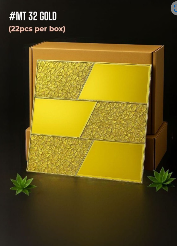 #MT32 Gold Exclusive Mirror Glass Mosaic Tile Gold (Min 22 pcs) - SWASTIK CREATIONS The Trend Point
