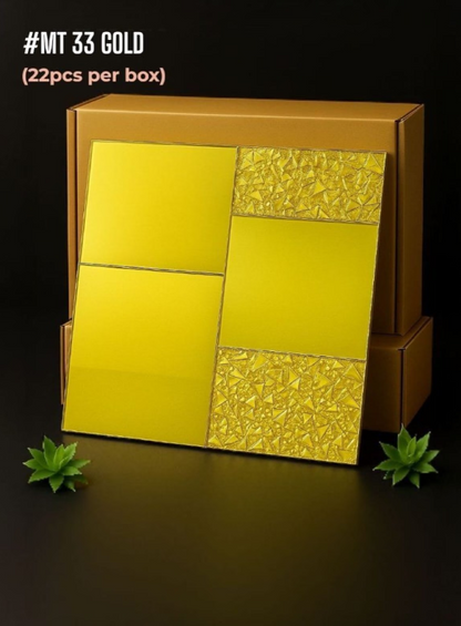 #MT33 GOLD Exclusive Mirror Glass Mosaic Tile Gold (Min 22 pcs) - SWASTIK CREATIONS The Trend Point