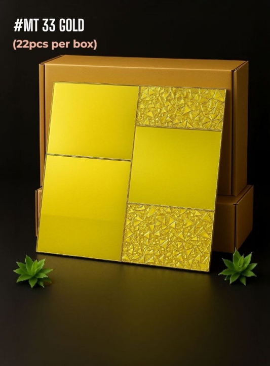 #Mt 33 GOLD Exclusive Mirror Glass Mosaic Tile Gold (22 pcs per box)