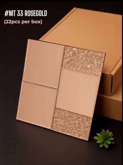#MT33 ROSE GOLD Exclusive Mirror Glass Mosaic Tile Rose Gold (Min 22 pcs)
