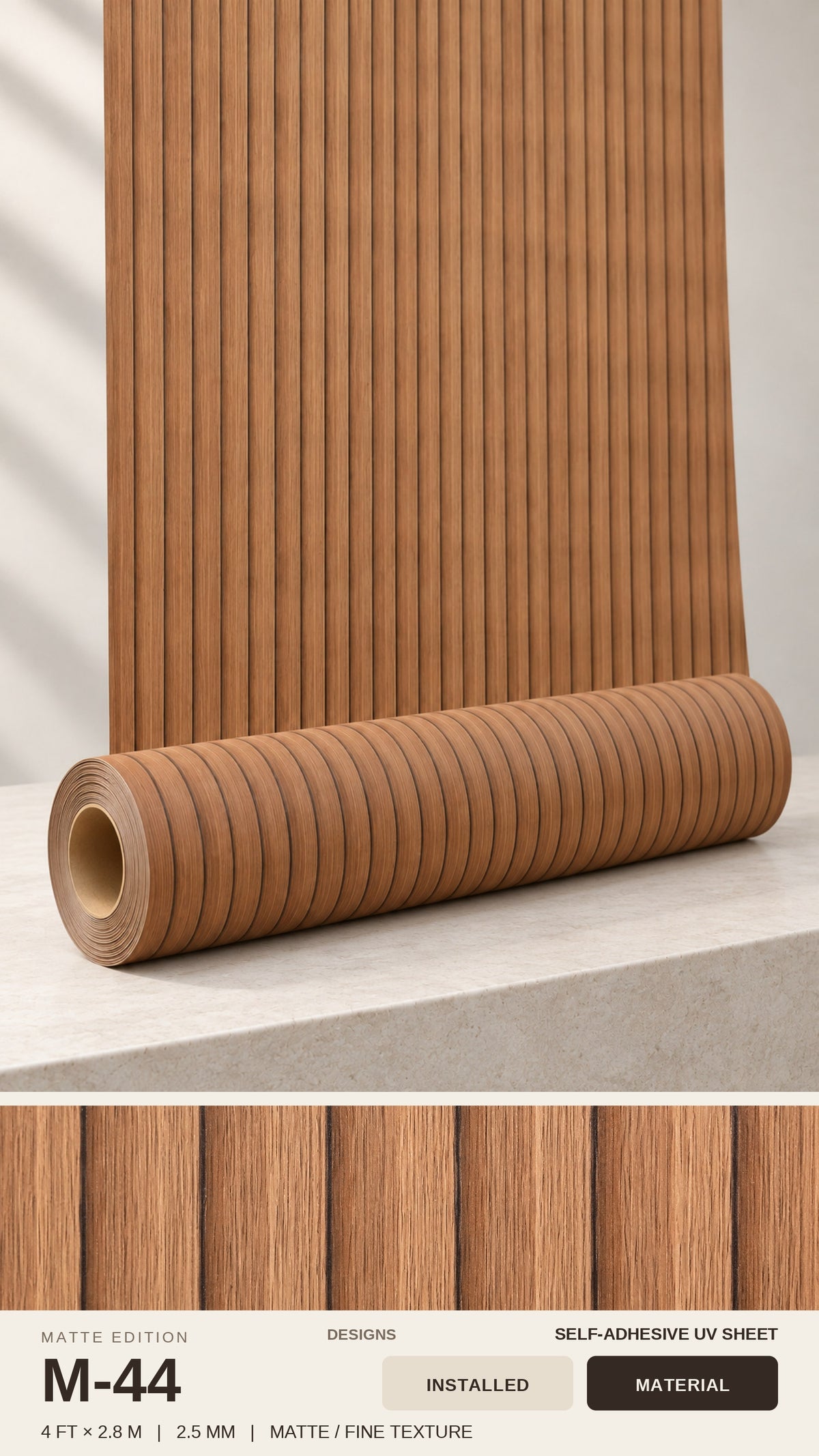 Self Adhesive UV Matte Sheets (size 4 Ft x 2.8 M) M-44 - 2.5mm Thickness
