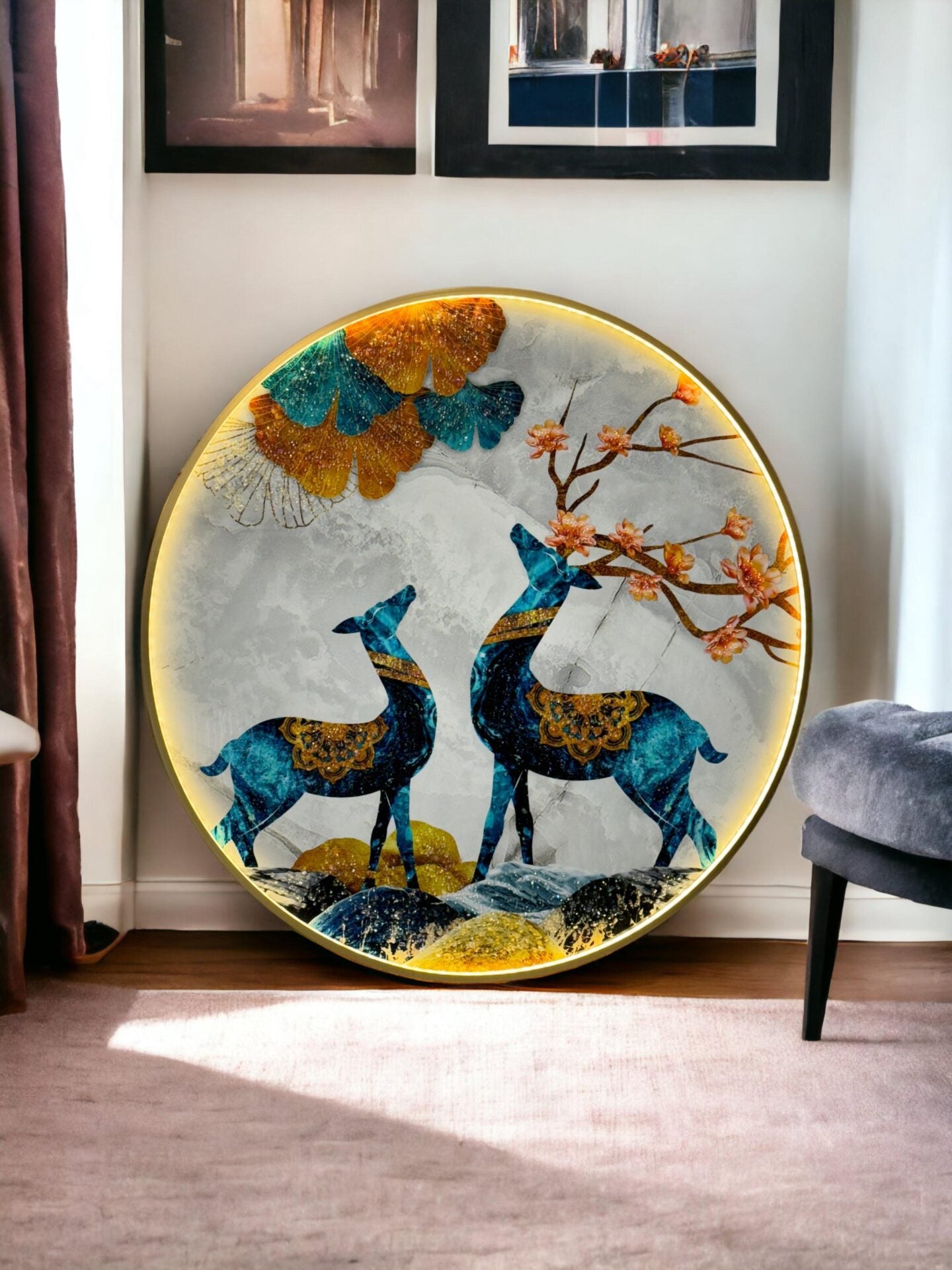 Modern Multicolor Deer LED Crystal Painting - SWASTIK CREATIONS The Trend Point