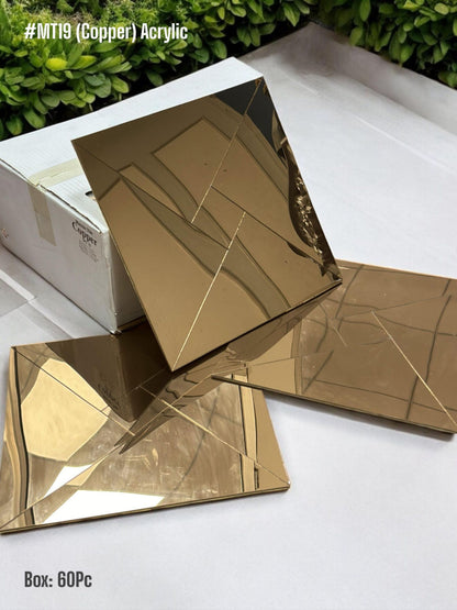 #MT19 - Self-Adhesive Mirror Acrylic Mosaic Tile (Box of 60 pc) (1 Tile Coverage Area 1 Sq Ft) - 3 colors option