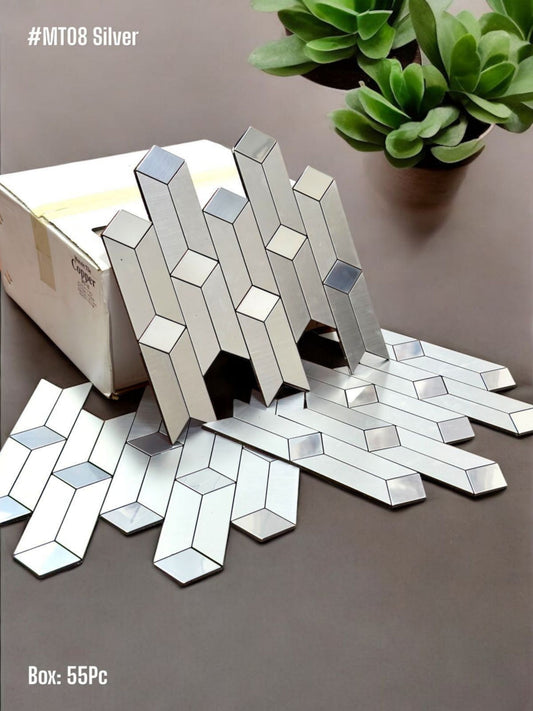 Silver Designer Self Adhesive Mosaic Tile (Box of 55pc)