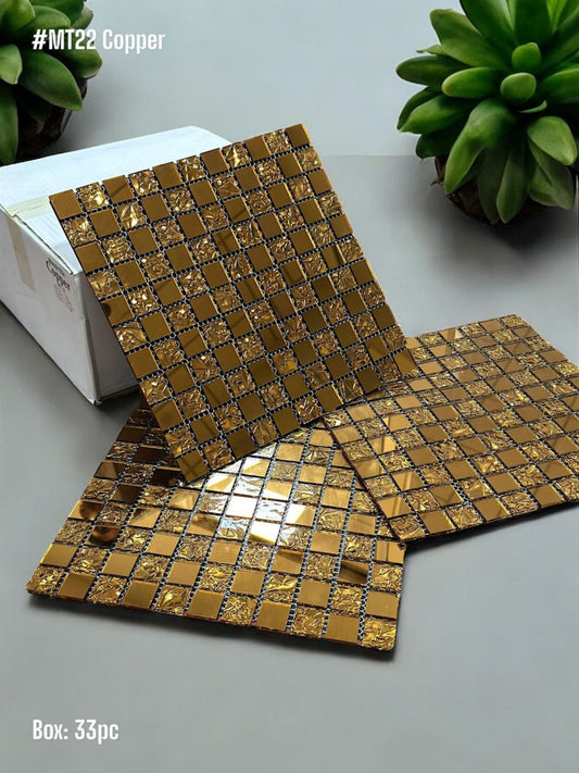 Exclusive Glossy Copper Mosaic Tile (Box of 33pc)