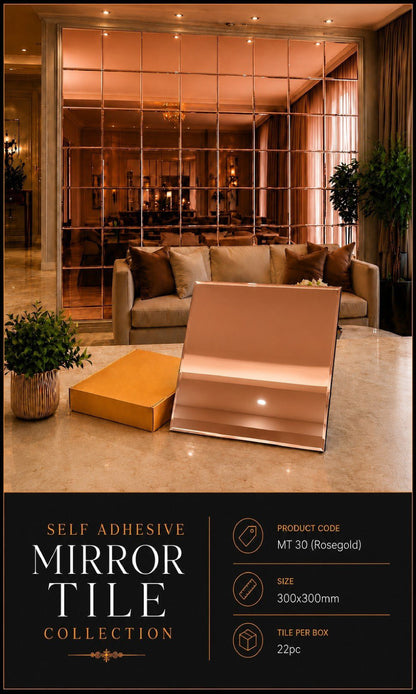 #MT30 ROSE GOLD Exclusive Glass Mosaic Mirror Tile (Min 22 pcs)