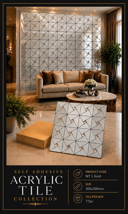 #MT01 Silver Decorative Acrylic Mosaic Tile (Box of 77Pcs) (1 Tile Coverage Area 1 Sq Ft)