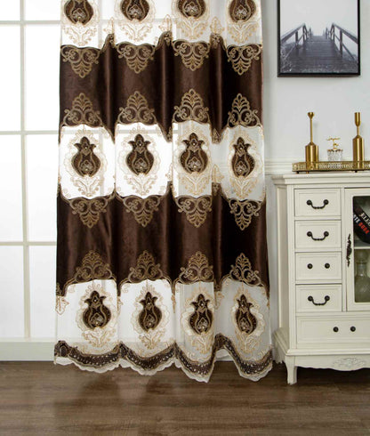 RF-2132 Embroidered Tissue Curtains (8 different colors and available in single piece packing)