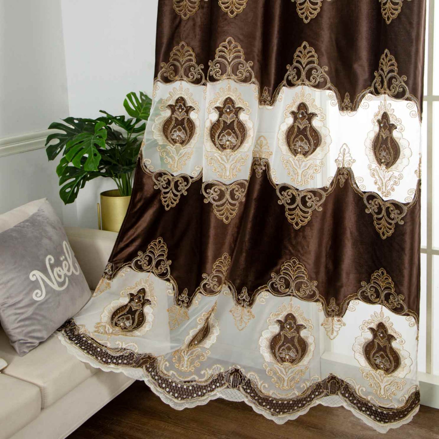 RF-2132 Embroidered Tissue Curtains (8 different colors and available in single piece packing) SWASTIK CREATIONS The Trend Point