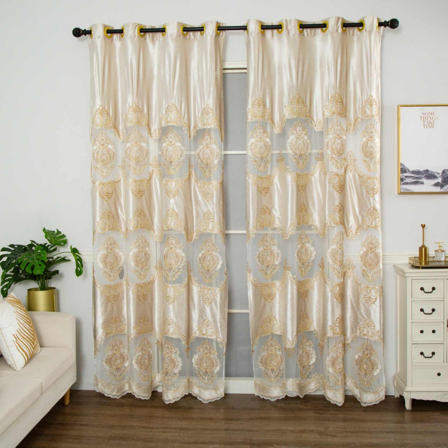 RF-2132 Embroidered Tissue Curtains (8 different colors and available in single piece packing) SWASTIK CREATIONS The Trend Point