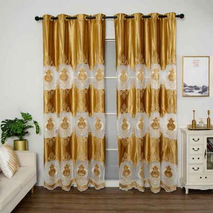 RF-2132 Embroidered Tissue Curtains (8 different colors and available in single piece packing)