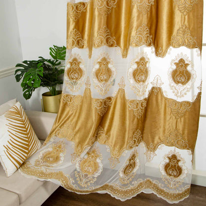 RF-2132 Embroidered Tissue Curtains (8 different colors and available in single piece packing)