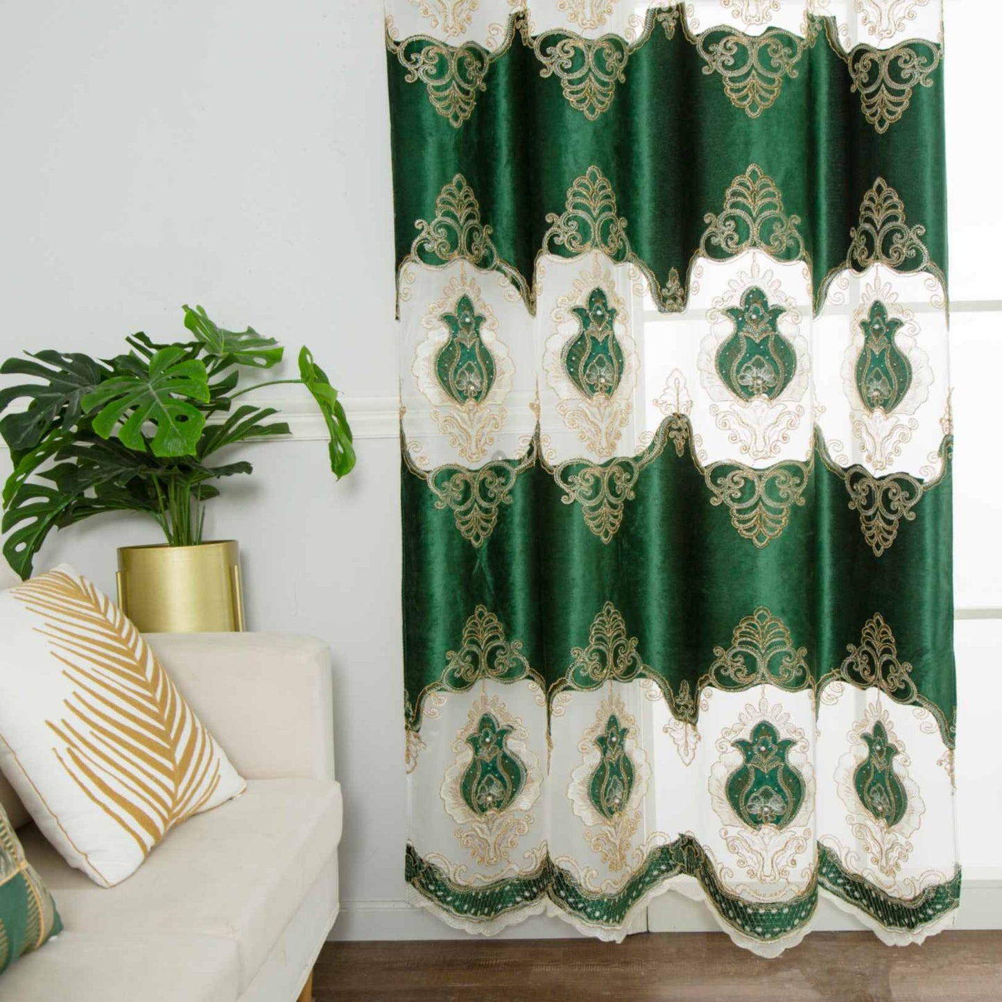 RF-2132 Embroidered Tissue Curtains (8 different colors and available in single piece packing) SWASTIK CREATIONS The Trend Point