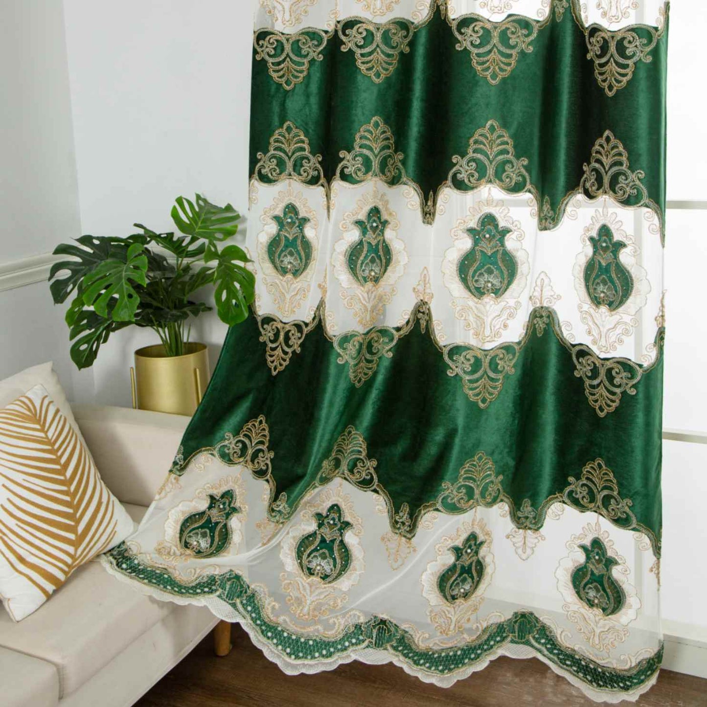 RF-2132 Embroidered Tissue Curtains (8 different colors and available in single piece packing) SWASTIK CREATIONS The Trend Point