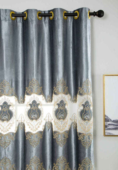 RF-2132 Embroidered Tissue Curtains (8 different colors and available in single piece packing)