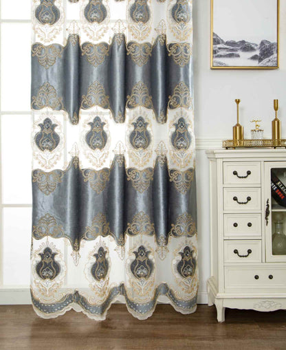 RF-2132 Embroidered Tissue Curtains (8 different colors and available in single piece packing)