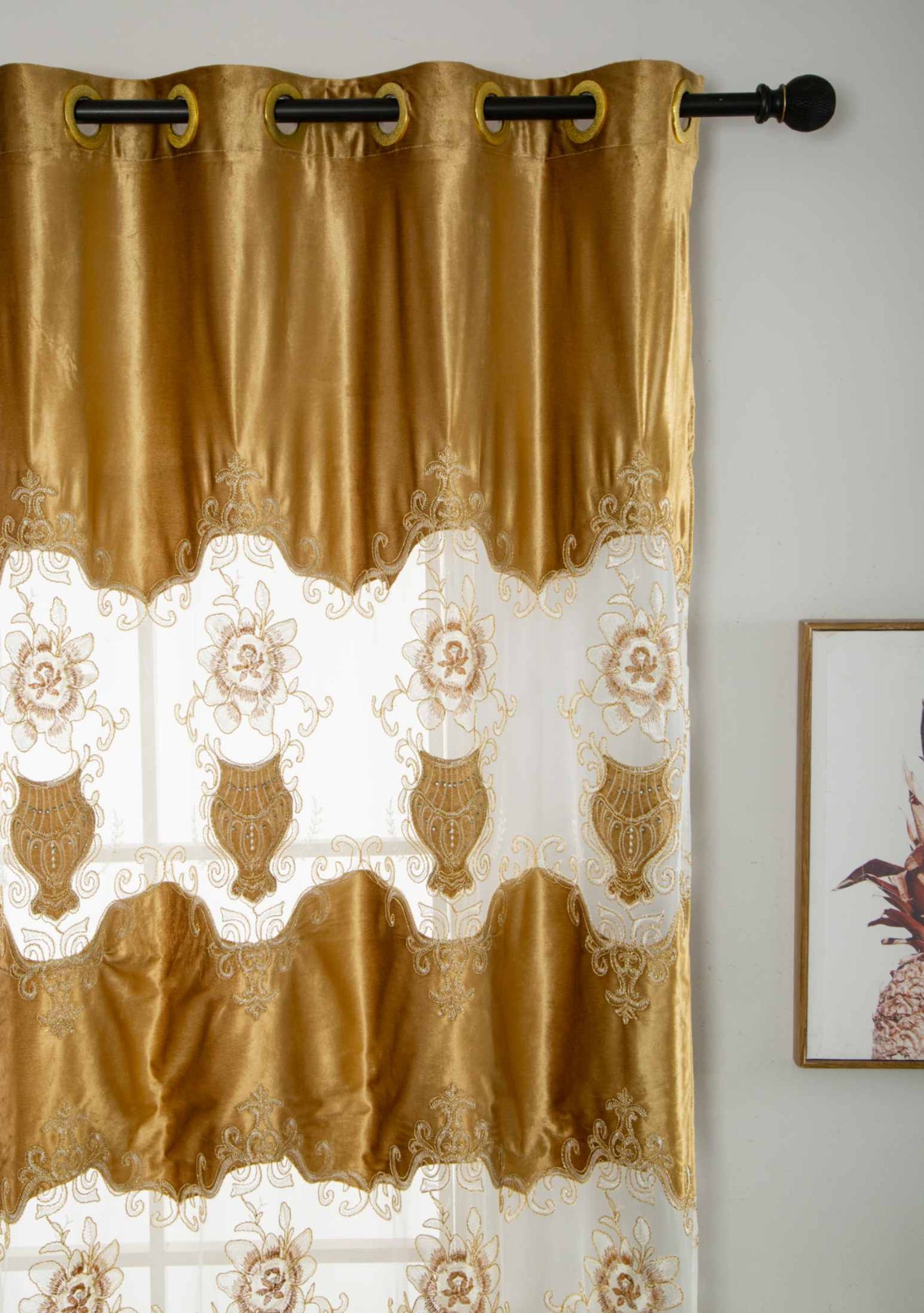 RF-2133 Embroidered Tissue Curtains (6 different colors and available in single piece packing) SWASTIK CREATIONS The Trend Point