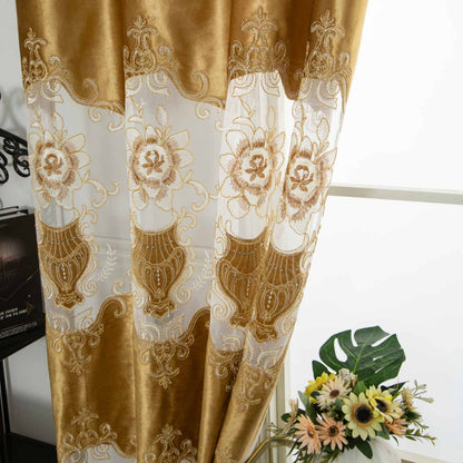 RF-2133 Embroidered Tissue Curtains (6 different colors and available in single piece packing)