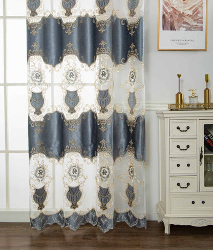 RF-2133 Embroidered Tissue Curtains (6 different colors and available in single piece packing)