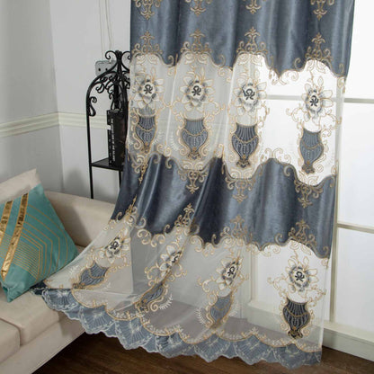 RF-2133 Embroidered Tissue Curtains (6 different colors and available in single piece packing)