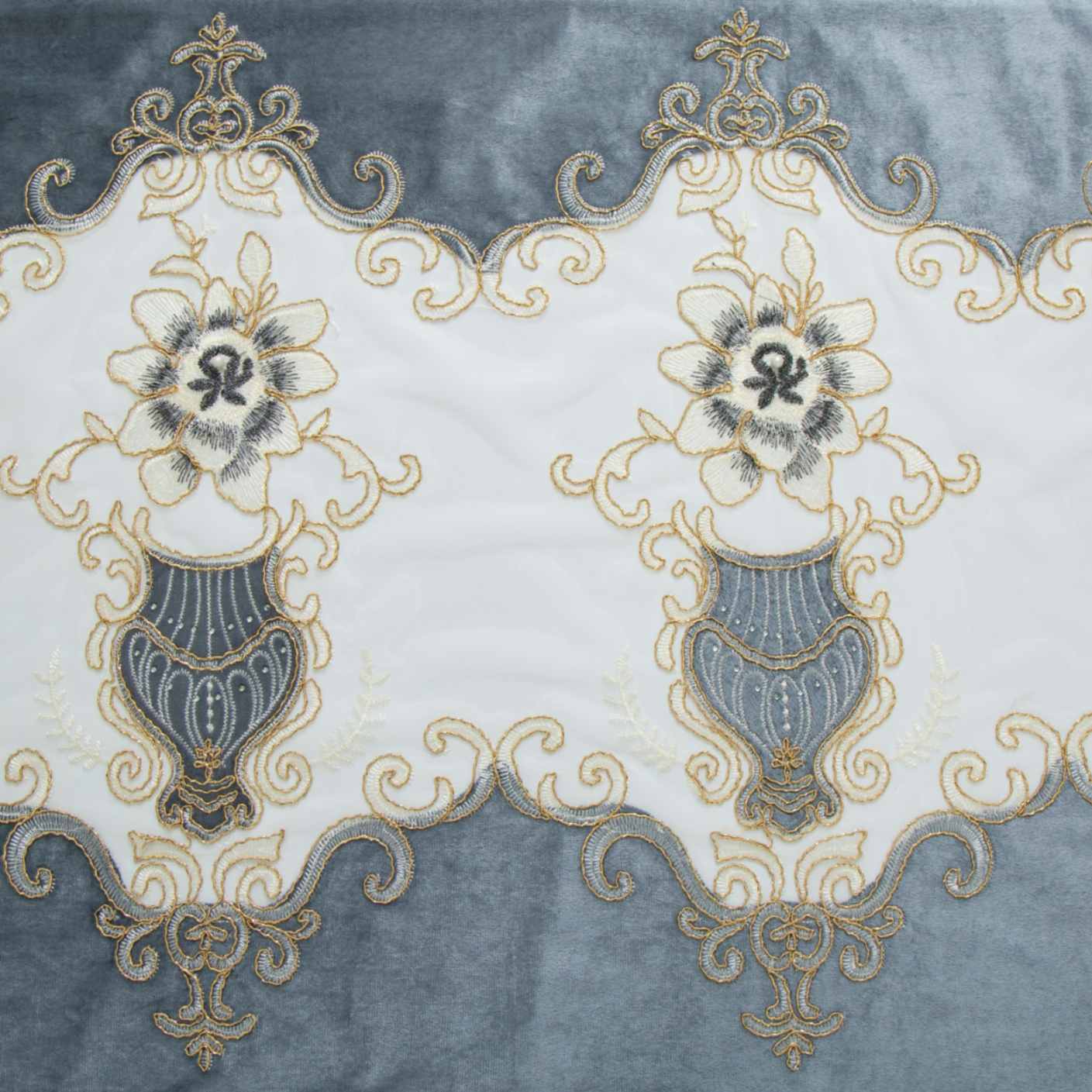 RF-2133 Embroidered Tissue Curtains (6 different colors and available in single piece packing)