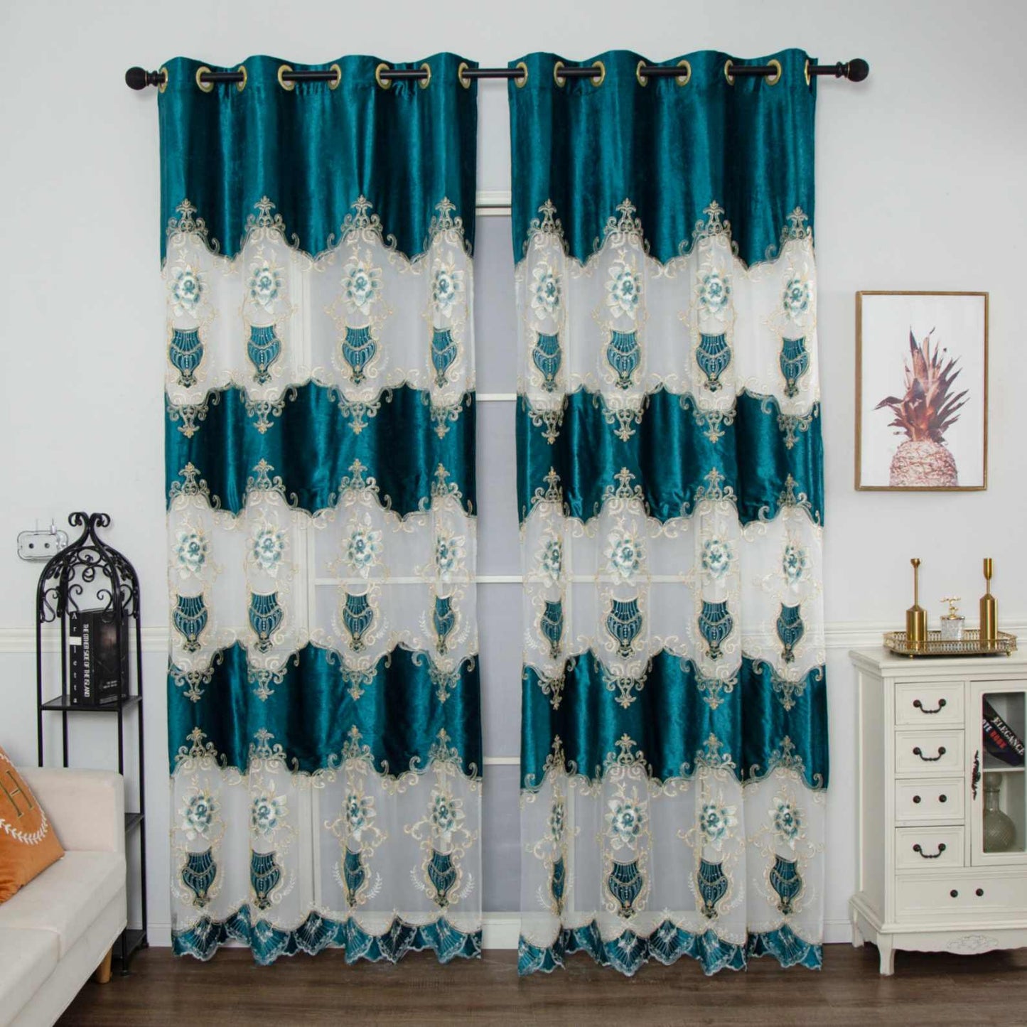 RF-2133 Embroidered Tissue Curtains (6 different colors and available in single piece packing) SWASTIK CREATIONS The Trend Point