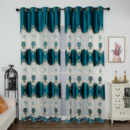 RF-2133 Embroidered Tissue Curtains (6 different colors and available in single piece packing)