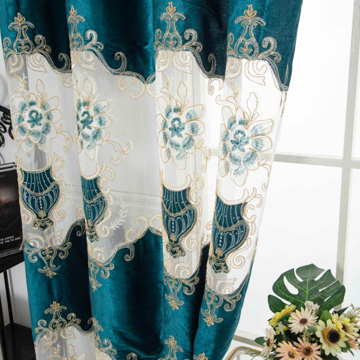 RF-2133 Embroidered Tissue Curtains (6 different colors and available in single piece packing) SWASTIK CREATIONS The Trend Point