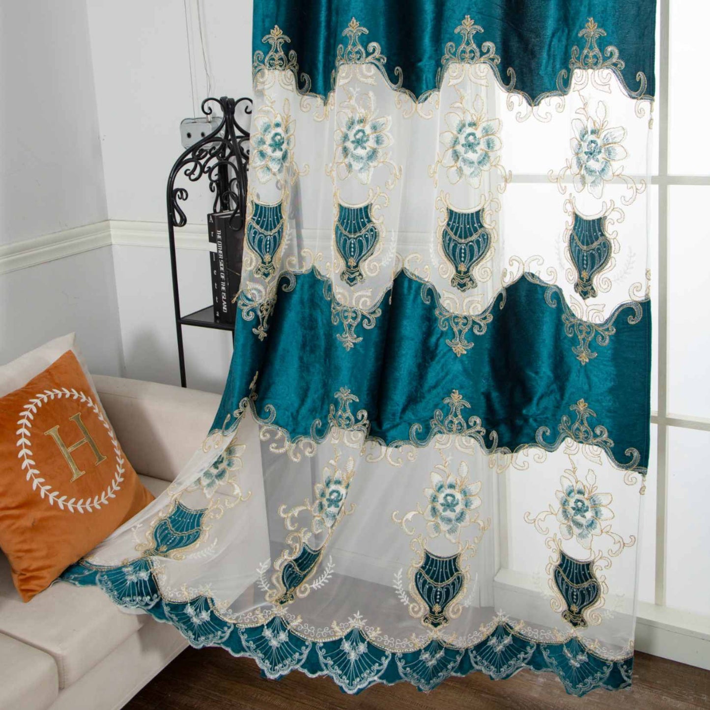 RF-2133 Embroidered Tissue Curtains (6 different colors and available in single piece packing) SWASTIK CREATIONS The Trend Point