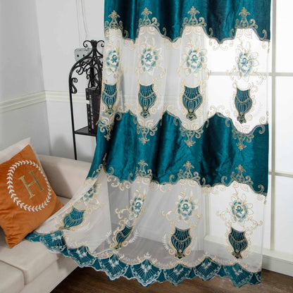 RF-2133 Embroidered Tissue Curtains (6 different colors and available in single piece packing)