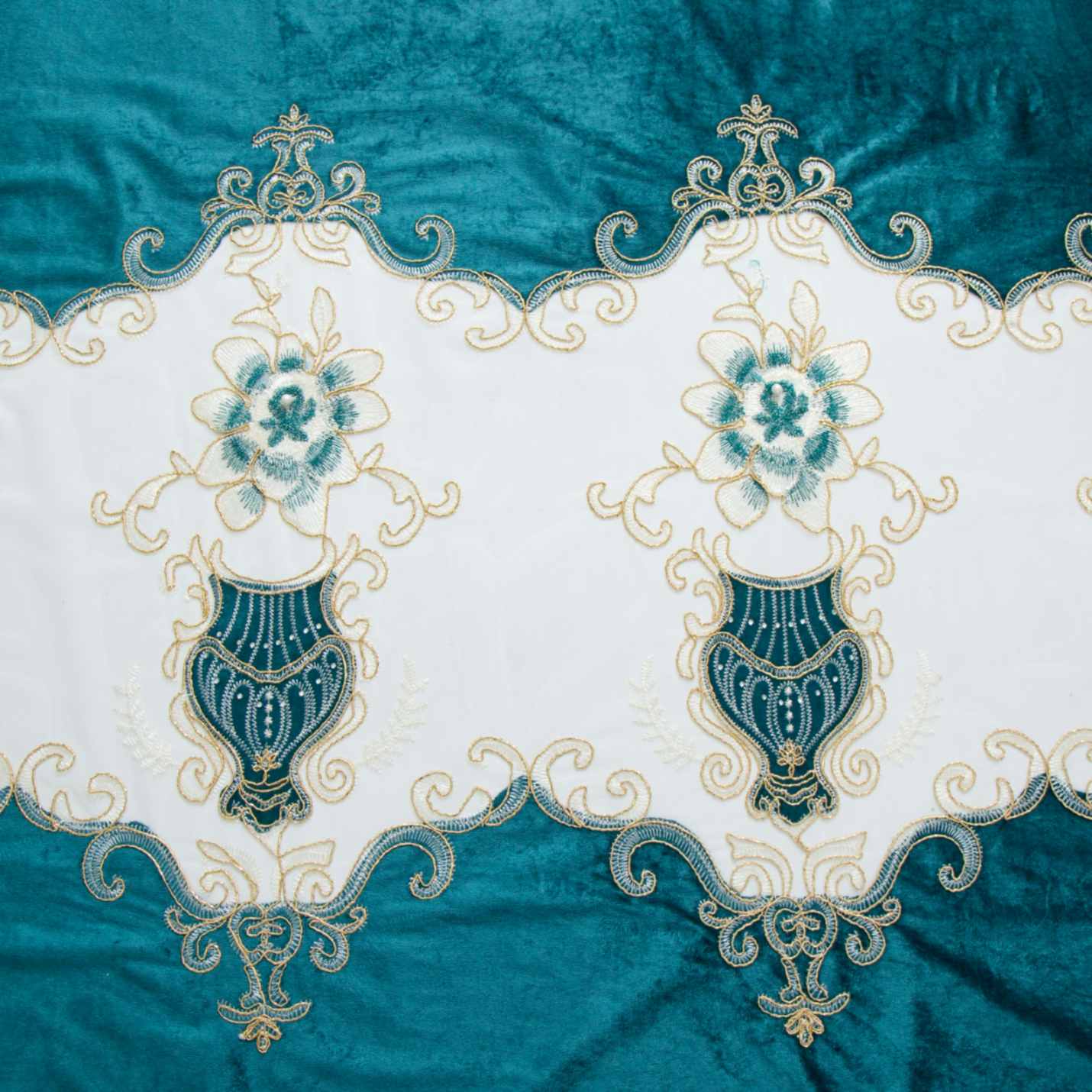 RF-2133 Embroidered Tissue Curtains (6 different colors and available in single piece packing) SWASTIK CREATIONS The Trend Point