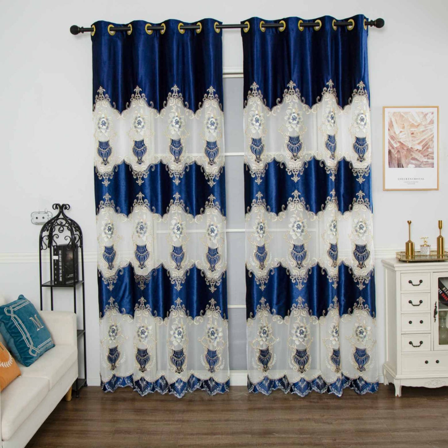 RF-2133 Embroidered Tissue Curtains (6 different colors and available in single piece packing) SWASTIK CREATIONS The Trend Point