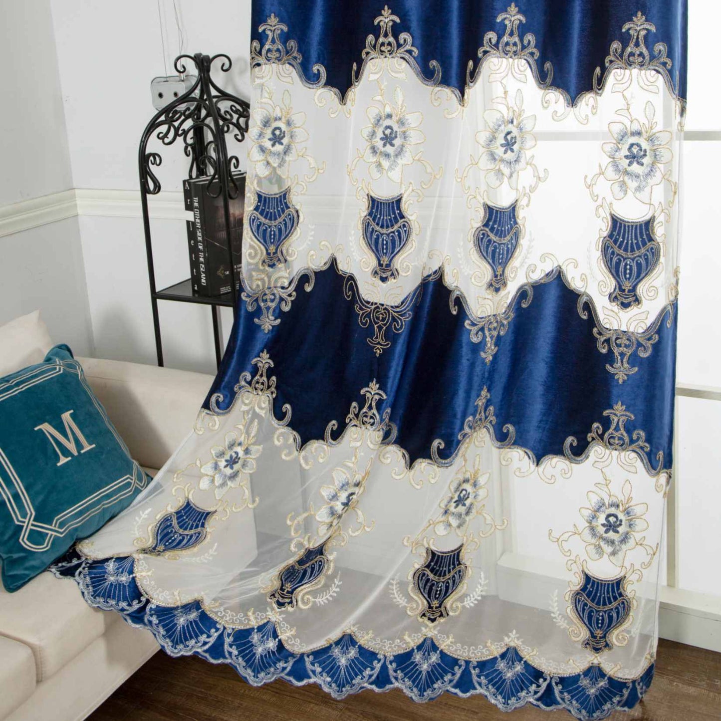 RF-2133 Embroidered Tissue Curtains (6 different colors and available in single piece packing) SWASTIK CREATIONS The Trend Point