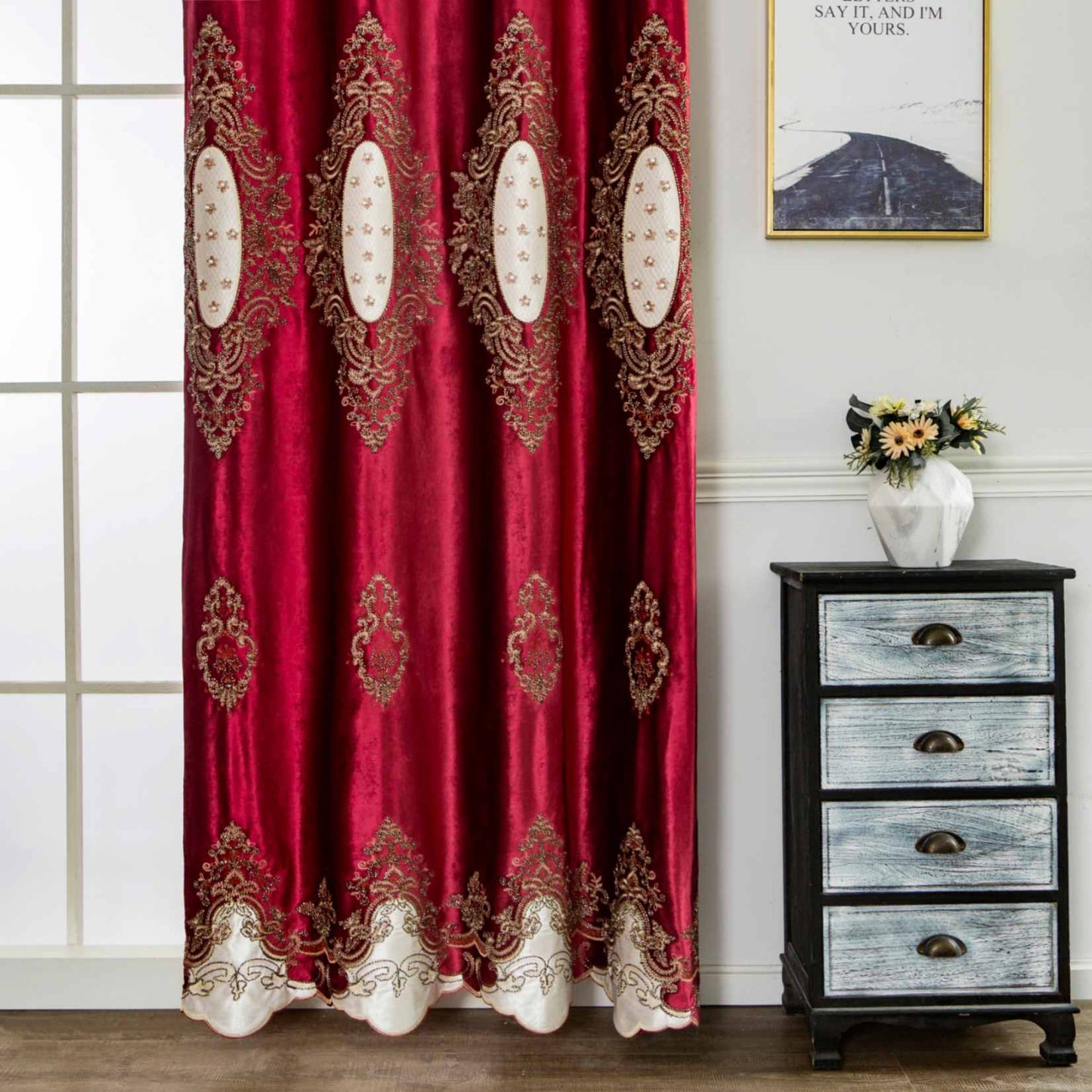 RF-2124 Dutch Velvet Curtains (6 different colors and available in single piece packing) SWASTIK CREATIONS The Trend Point