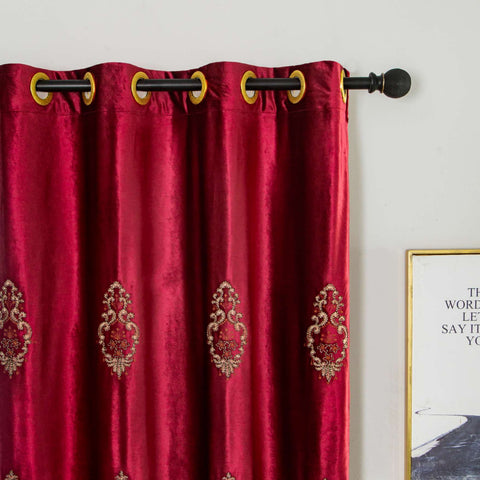 RF-2124 HEAVY VELVET CURTAIN WITH EMBROIDERY {6 Colors Options} (Must Buy) - SWASTIK CREATIONS The Trend Point