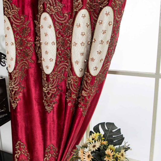 RF-2124 HEAVY VELVET CURTAIN WITH EMBROIDERY {6 Colors Options} (Must Buy) - Bestseller - SWASTIK CREATIONS The Trend Point