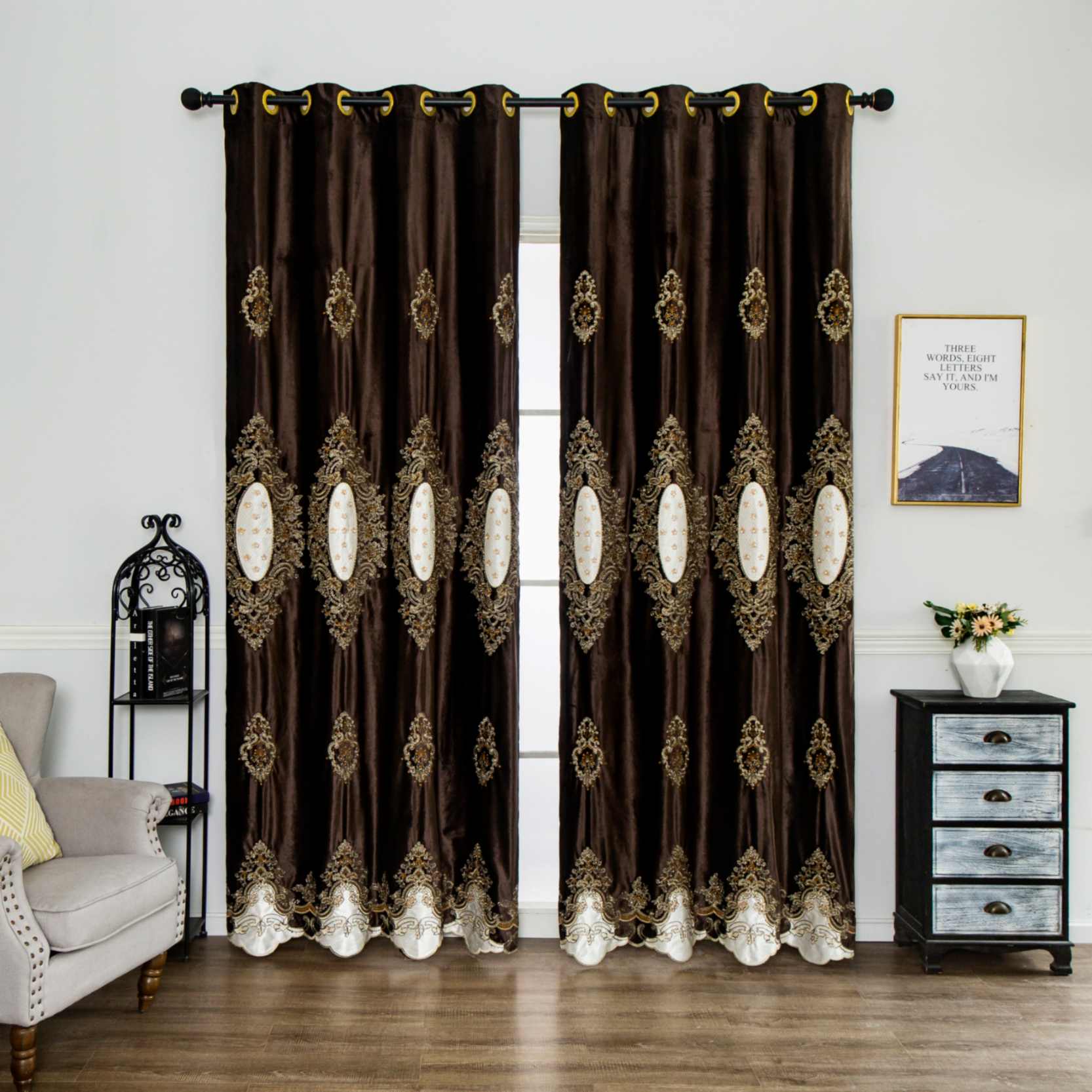 RF-2124 Dutch Velvet Curtains (6 different colors and available in single piece packing)