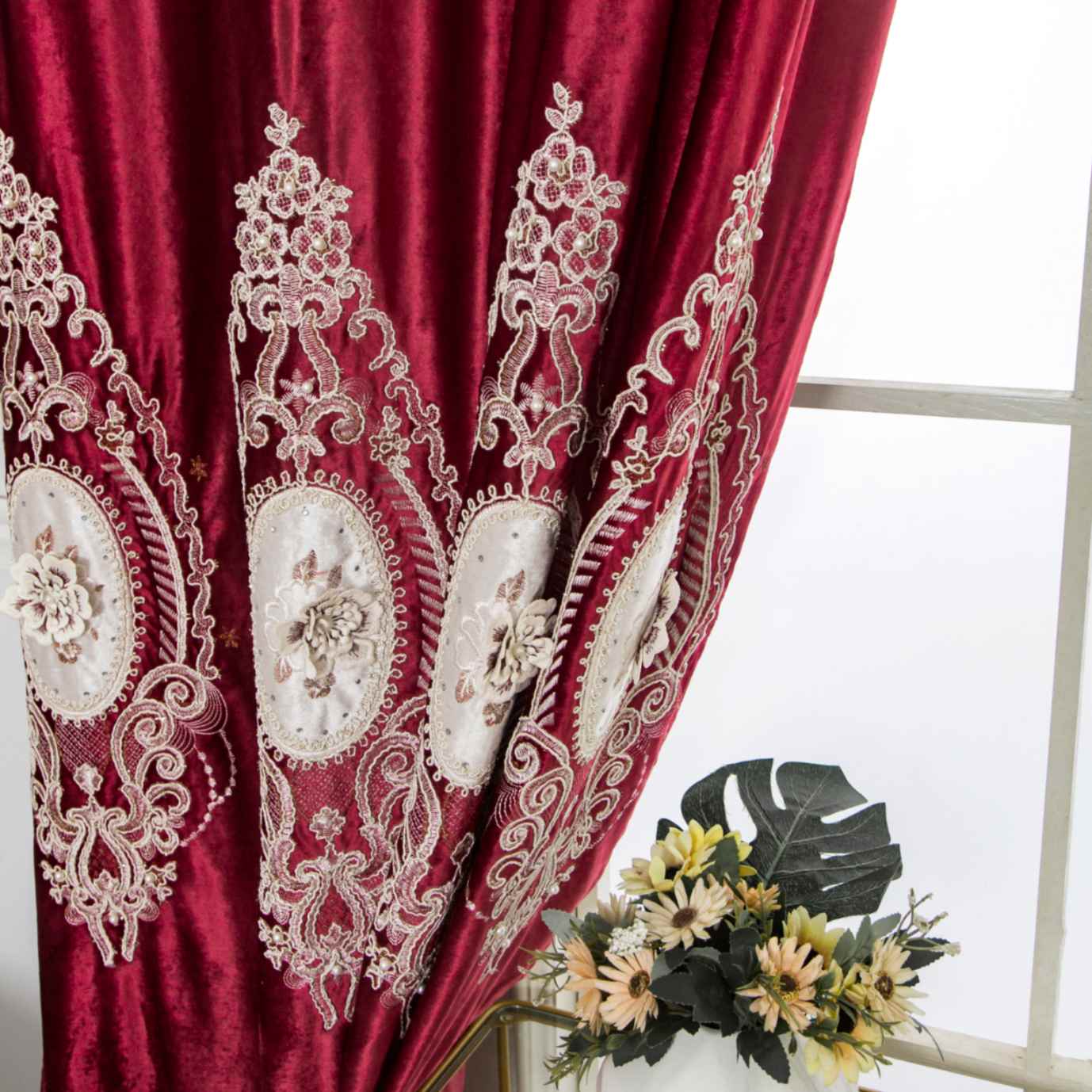 RF-2125 Dutch Velvet Curtains (6 different colors and available in single piece packing) SWASTIK CREATIONS The Trend Point