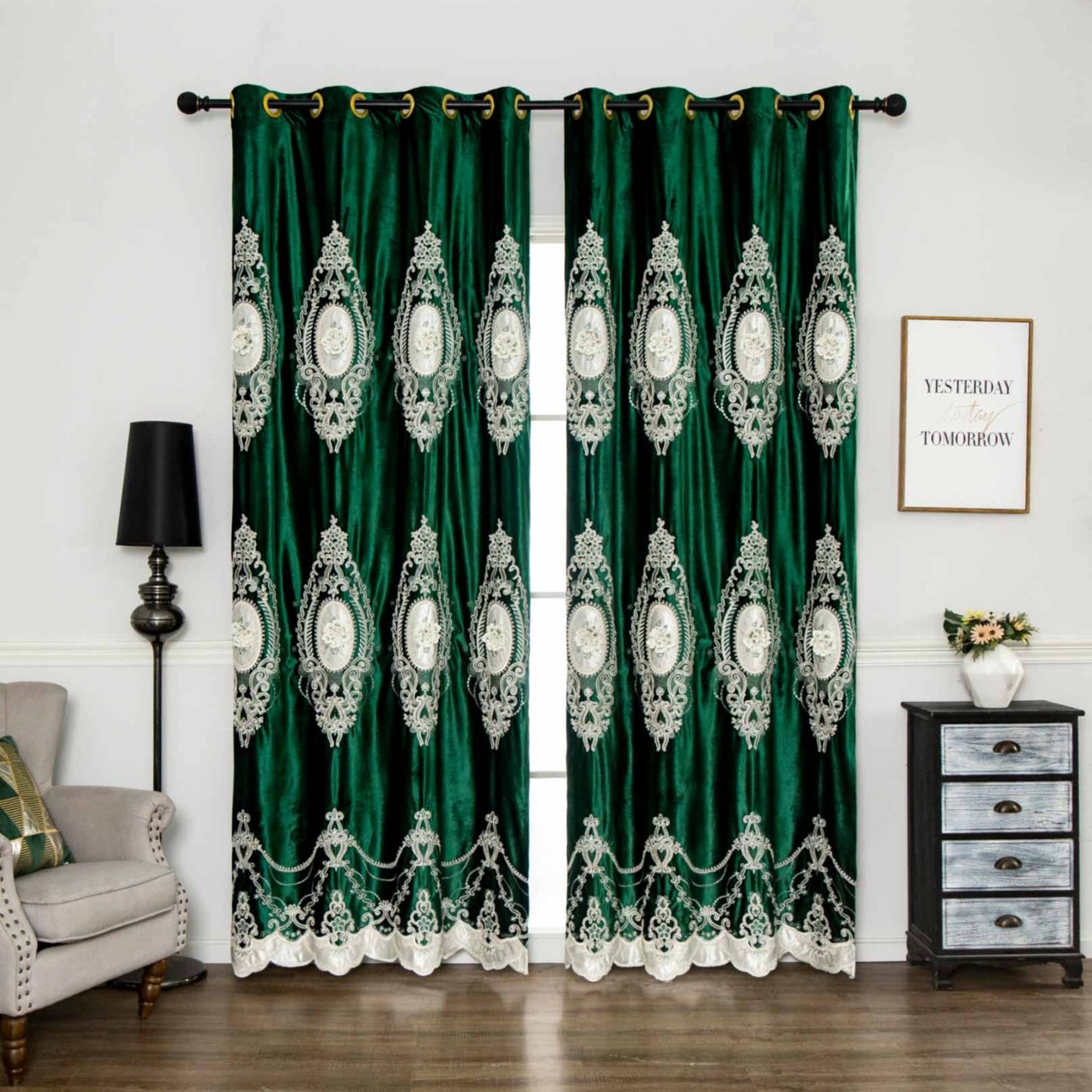 RF-2125 Dutch Velvet Curtains (6 different colors and available in single piece packing) SWASTIK CREATIONS The Trend Point