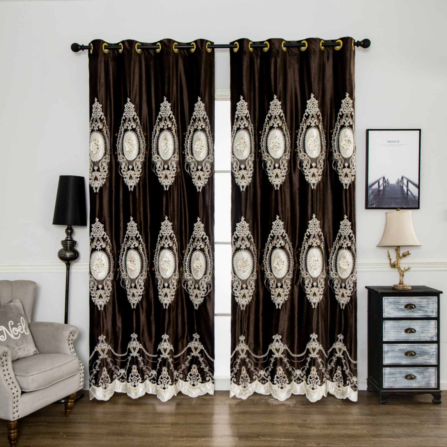 RF-2125 Dutch Velvet Curtains (6 different colors and available in single piece packing) SWASTIK CREATIONS The Trend Point