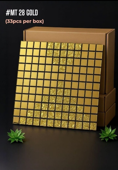 #Mt 28 GOLD Designer Glossy Gold Mosaic Tile (Min 33 pcs) - SWASTIK CREATIONS The Trend Point