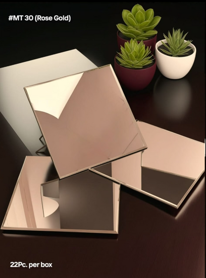 #Mt 30 ROSE GOLD Exclusive Mirror Glass Mosaic Tile Rose Gold (Min 22 pcs) - SWASTIK CREATIONS The Trend Point