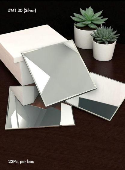 #Mt 30 SILVER Exclusive Mirror Glass Mosaic Tile Silver (Min 22 pcs) - SWASTIK CREATIONS The Trend Point