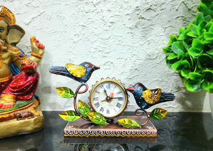 Multicolor Iron 2 bird clock - SWASTIK CREATIONS The Trend Point