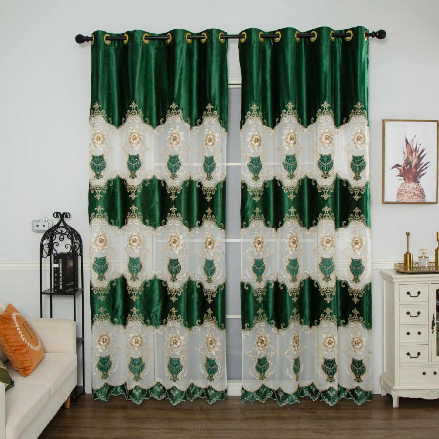 RF-2133 Embroidered Tissue Curtains (6 different colors and available in single piece packing) SWASTIK CREATIONS The Trend Point