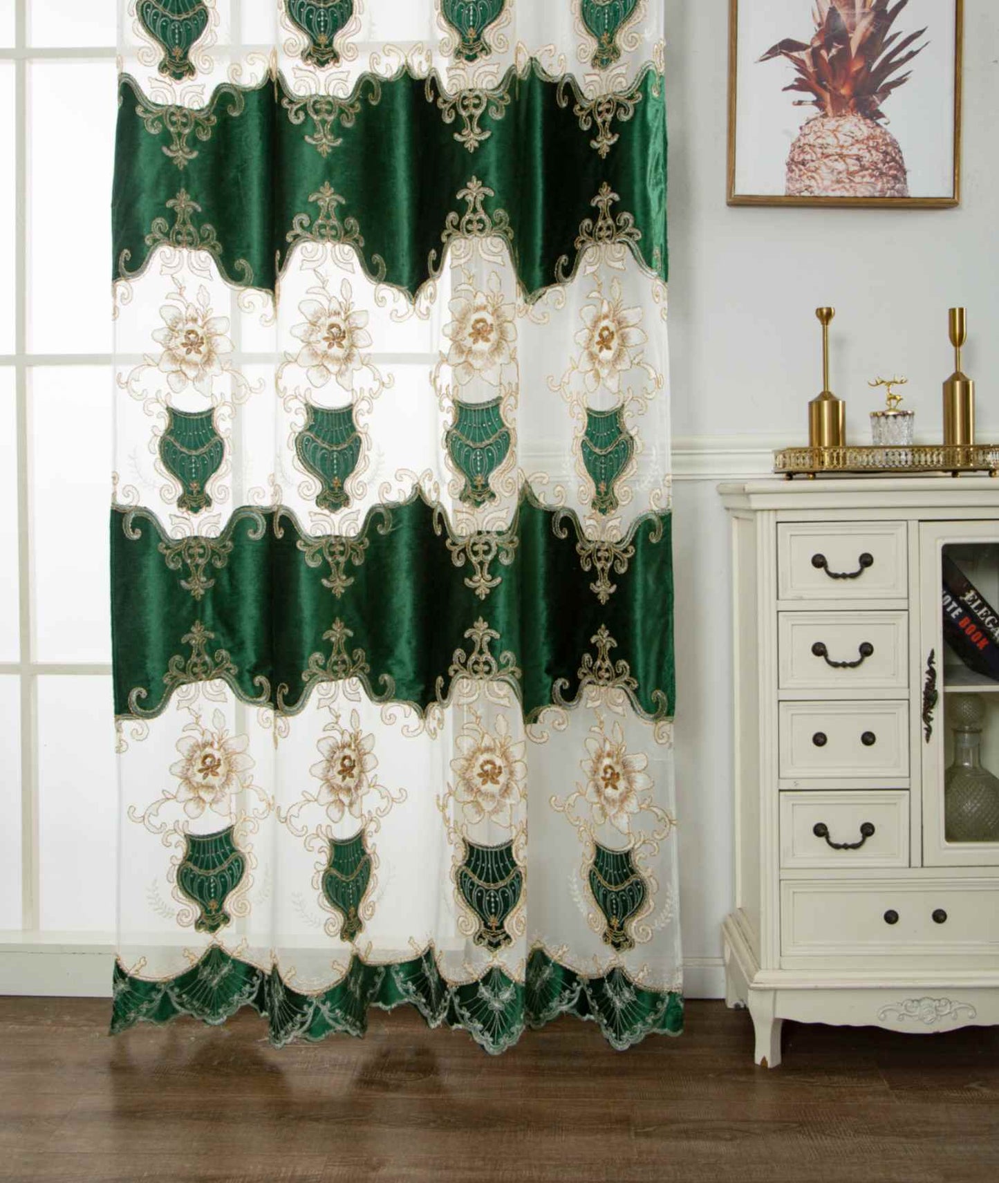 RF-2133 Embroidered Tissue Curtains (6 different colors and available in single piece packing) SWASTIK CREATIONS The Trend Point