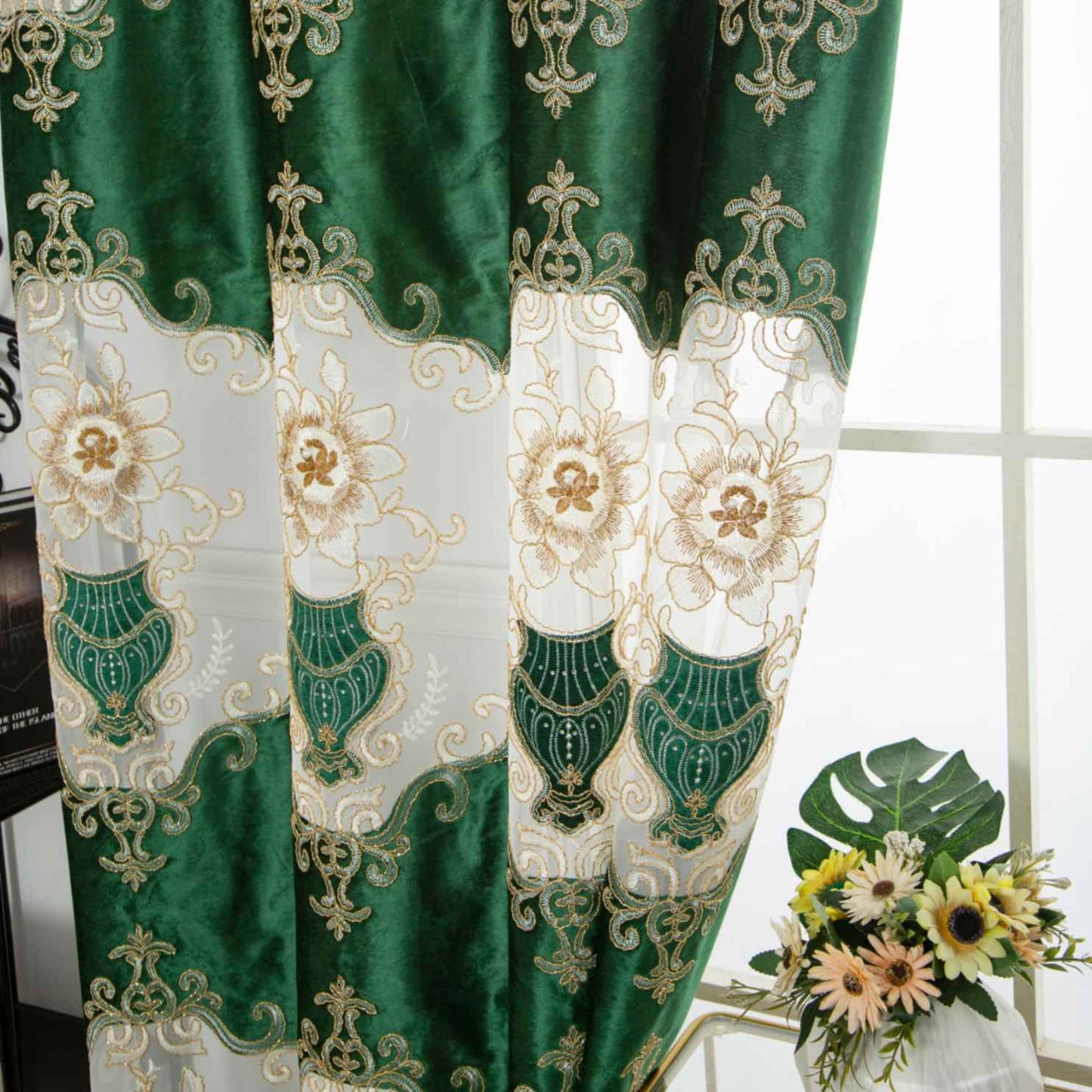 RF-2133 Embroidered Tissue Curtains (6 different colors and available in single piece packing) SWASTIK CREATIONS The Trend Point